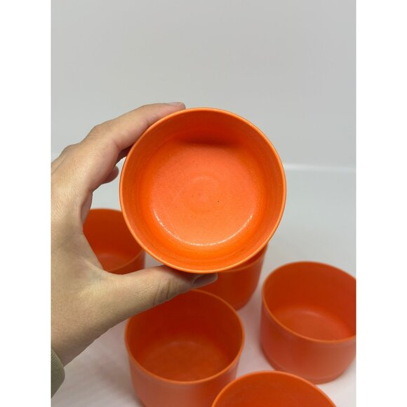 Vintage Tupperware Orange Snack Containers 2"x3" Set of 6 Bowls (No Lids) - Picture 3 of 8